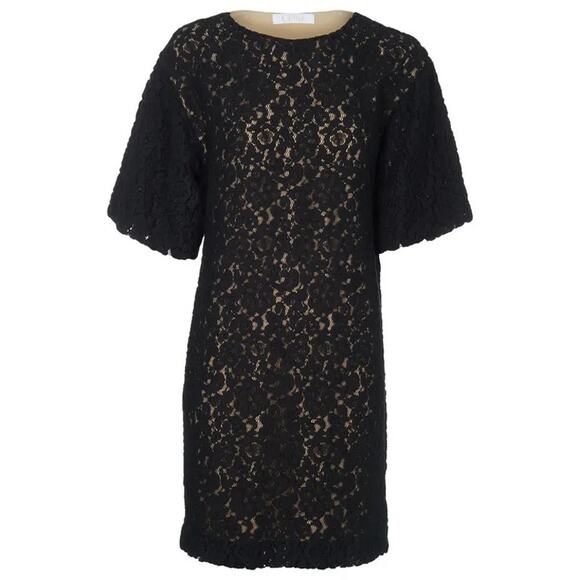 CHLOE Black Lace Flutter Sleeve Mini Shift Dress | EU 34 - US 2 - Picture 1 of 10